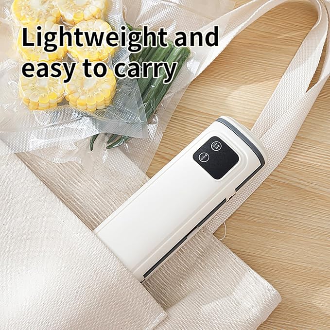 Vacuum Sealer with Compact Build, One-Touch Automatic Sealing Cycle (10-20 Seconds), Dry/Moist/Wet/Cold Food Modes, Includes 10 Vacuum Sealer Bags and Built-in Cutter for Easy Length Adjustment