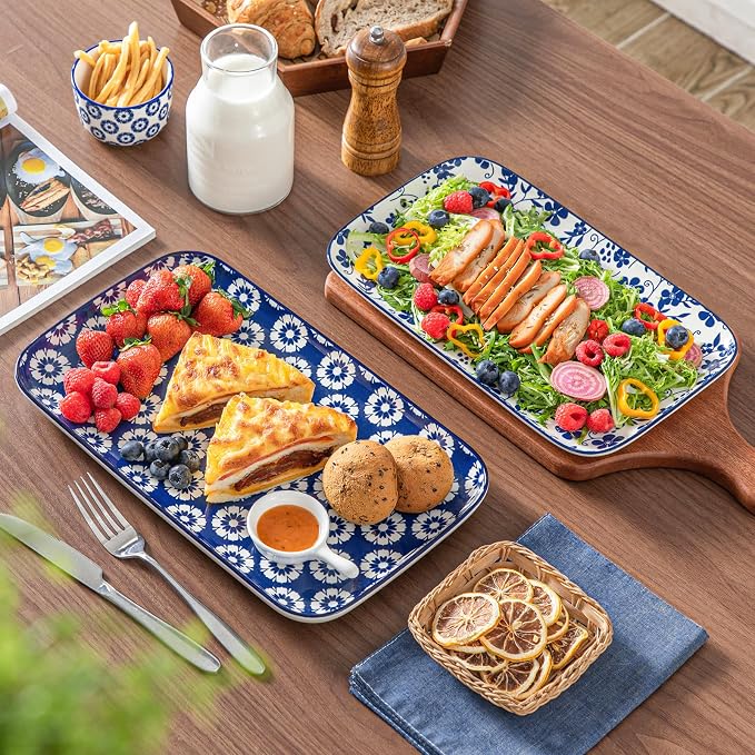 vancasso Porcelain Serving Platters Set of 3, Serving Trays for Party, Serving Dishes for Entertaining, Ceramic Trays for Serving Food, 16"/14"/12" Inch, Series SELENE