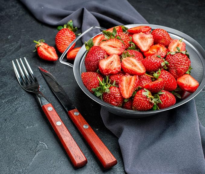 9" Large Fine Mesh Strainer with Thermo Plastic Rubber Handle - Sieve Fine Mesh Stainless Steel - Ideal Kitchen Essential to Strain Pasta, Quinoa and Rice