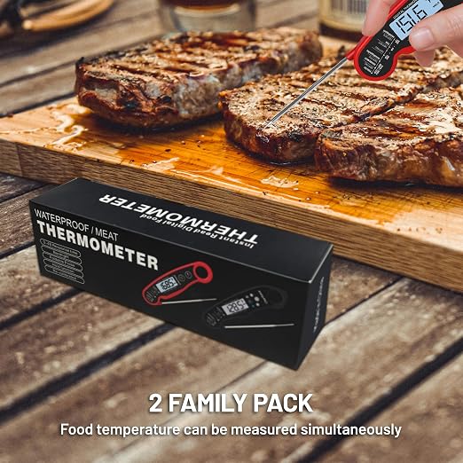 𝟮𝟬𝟮𝟲 𝙐𝙥𝙜𝙧𝙖𝙙𝙚𝙙 Instant Read Digital Meat Thermometer by puxyblue - 2 Pack Waterproof & Super Fast Food Thermometer Widely Used for Indoor & Outdoor Cook, Grill, Bake, BBQ, Candy Making