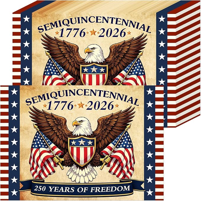 50 Pack Disposable Paper Placemats, 4th of July Table Decor | American Eagle Patriotic Place Mats, USA 250th Anniversary 1776-2026 Design