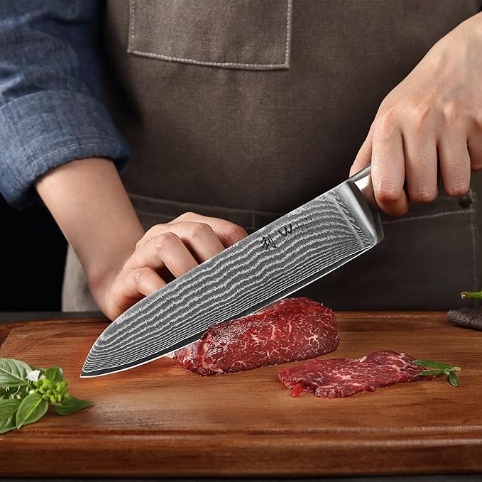 Wakoli EDIB 3-Piece Damascus Kitchen Knife Set in Wooden Gift Box | VG10 Core, 67-Layer Genuine Damascus Steel, 60 ± 2 HRC, Santoku, Utility and Paring Knife, Pakkawood Handles
