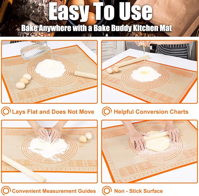 Silicone Pastry Mat 36X24 inch Baking Mat for Rolling Dough | Great Performance Kitchen Counter Mat Perfect for Dough, Pastry, Pie Crust, Fondant, Cookies, Bread, Pasta/Pizza,Pastry Board