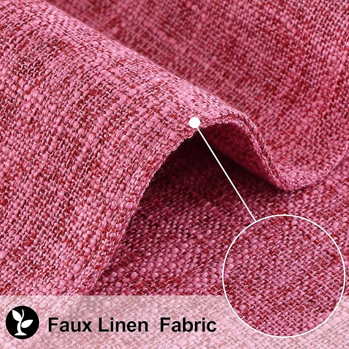 Faux Cotton Linen Placemats Set of 6, Cloth Washable Farmhouse Dining Table Mats for Indoors & Outdoors, Easy to Clean, Hot Pink, 13 x 19 Inch