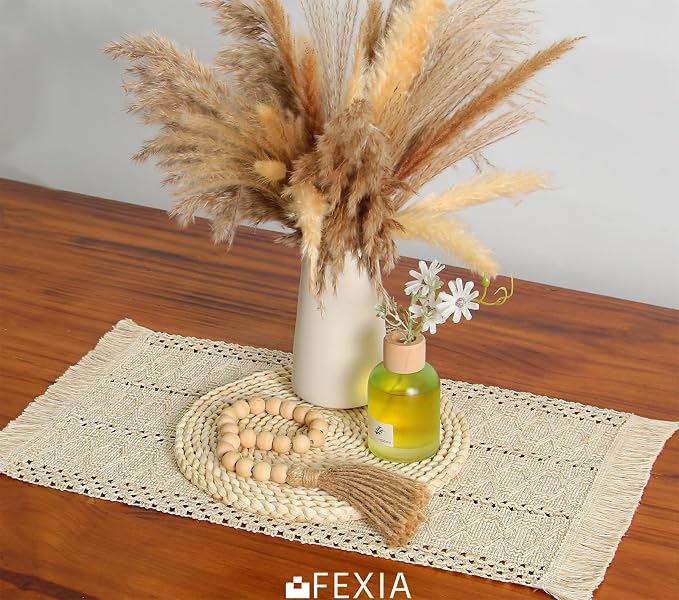 Boho Placemats Set of 6 Table Mats Farmhouse Home Dining Decor | 12x20" Place Mat Set of 6 Macrame Table Decor Farmhouse Burlap Placemats for Home Dining Table Centerpiece Home Decorations