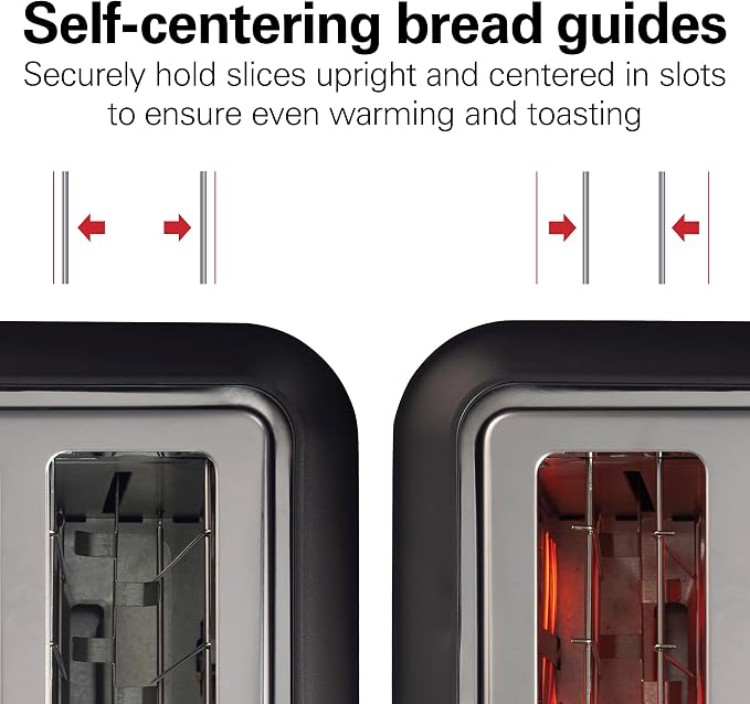 Hamilton Beach Gourmet 2 Slice Slot Toaster with Sure-Toast Technology | Browning Control With 7 Shades | Auto Shutoff | Toast Boost | Extra-Wide Slots | Bagel Setting | Matte Black | 22996
