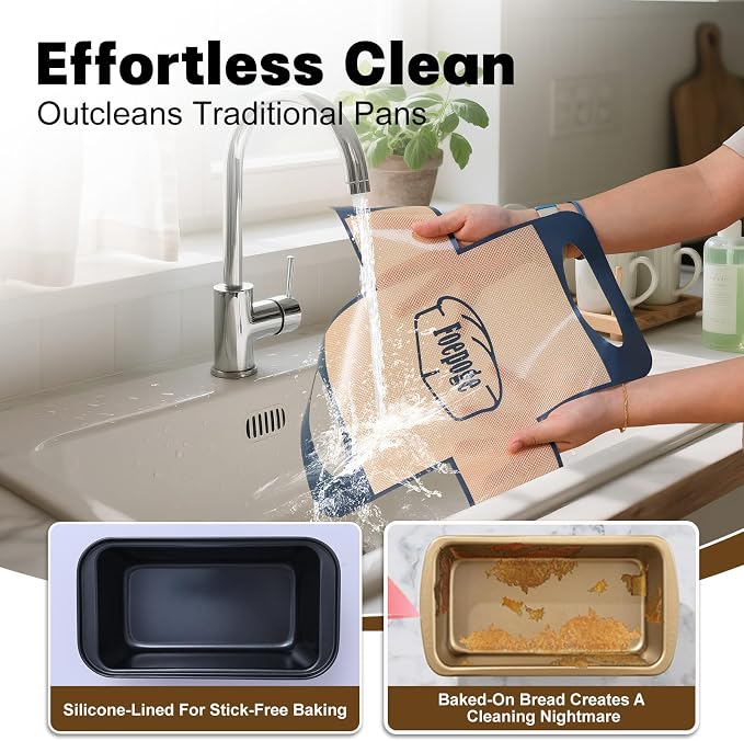 Loaf Pan with Liners Set: Nonstick 9 x 5 Inch Bread Pan for Homemade Baking | 2-Pack for Homemade Oven Baking - Rectangular Baking Tray for Kitchen Home Baker Make Sourdough Banana Sandwich 9x5 Brioche