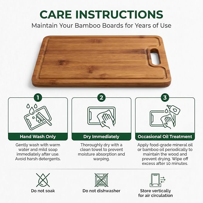 Bamboo Cutting Board Set with Holder, 3 Piece Carbonized Wood Chopping Boards for Kitchen, Charcuterie Board & Serving Tray with Juice Groove, Kitchen Gift Set with Gift Box for Housewarming