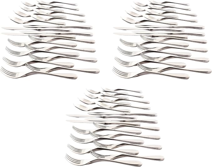 Knork Silverware Set - 20 Piece Matte Silver Cutlery - Ergonomic Design Utensil sets, 18/10 Stainless Steel Forks Spoons and Knives set (Pack of 3)