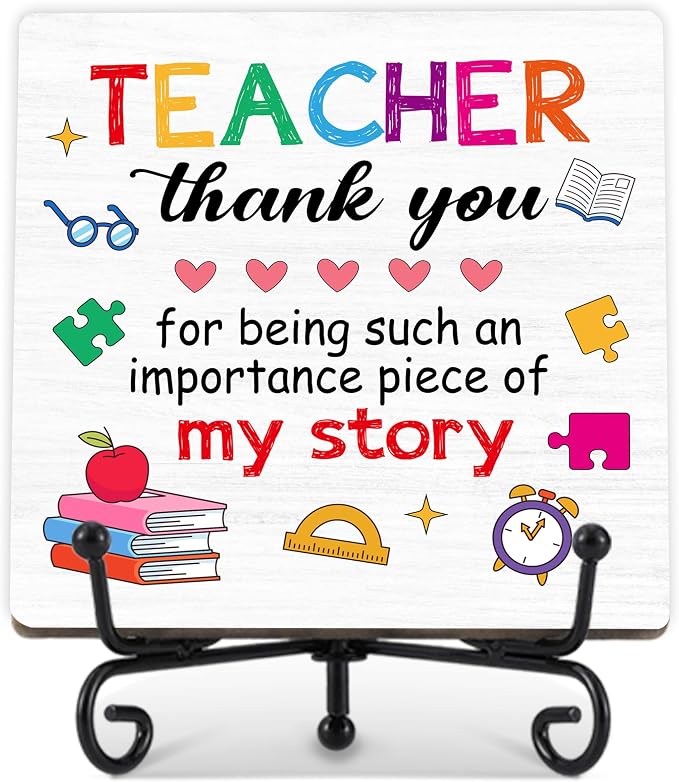 Teacher Appreciation Gifts for Women Men | 5" Wooden Plaque Sign for Mentor Teacher Gifts | Best Teachers Gift from Student Desk for Home Office Decor - A10