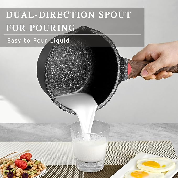 Vinchef 3QT Nonstick Saucepan with Lid, Black | PFAS/PFOA-free nonstick, stay-cool handle, dishwasher-safe, induction-compatible, scratch-resistant surface for daily cooking