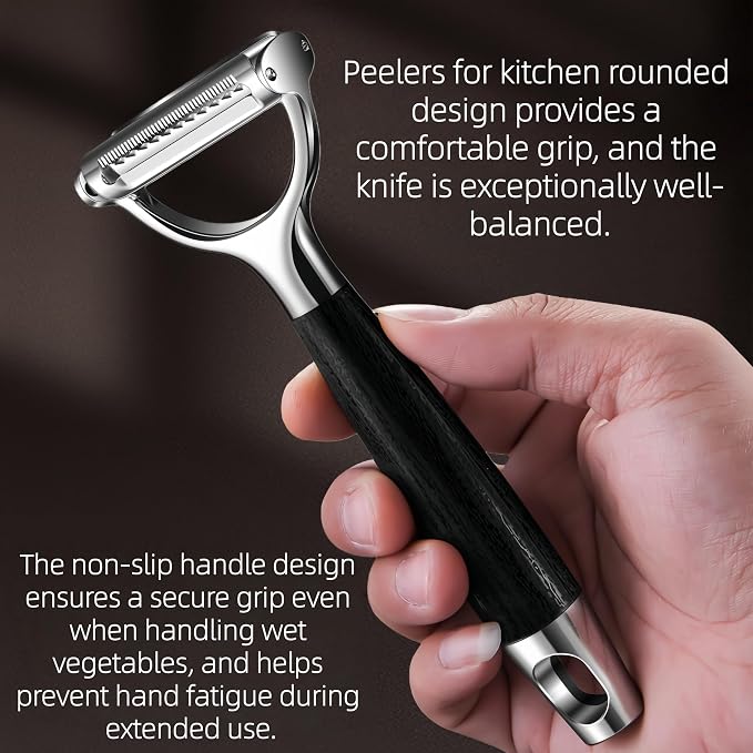 2-in-1 Julienne Peeler Vegetable Peeler for Kitchen | Versatility:Peeling and Shredding, Great for home cooks looking to make vegetable noodles, salad toppings or garnishes