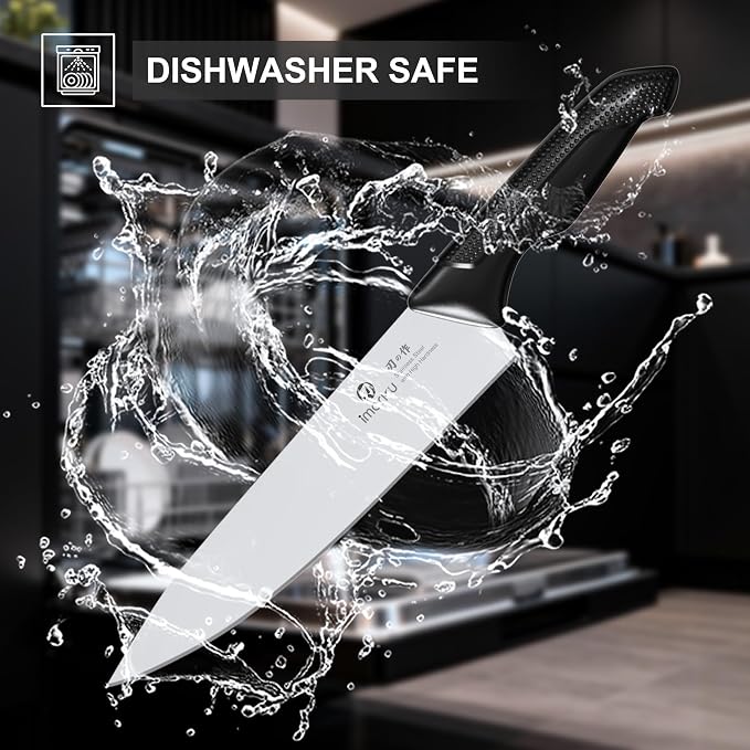 imarku 14-Pieces Stainless Steel Knife Set with Build-in Sharpener，Black | Kitchen Knife Set with Block|15°Precision Edge|56±2 HRC Hardness|Built-in sharpener|Ergonomic handles|Dishwasher safe