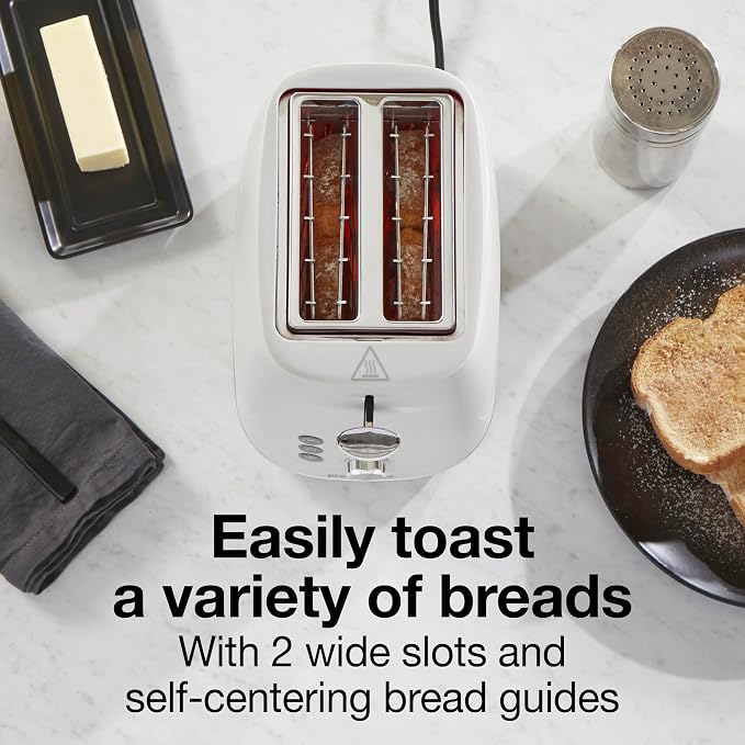 Proctor Silex 2 Slice Toaster With Bagel, Defrost & Cancel Buttons | Browning Control With 7 Shades | Auto Shutoff | Wide Slots | Toast Boost | Slide-Out Crumb Tray | Oat White | 22660