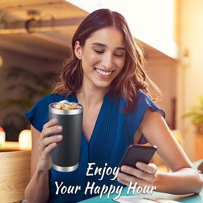 20 oz Tumbler Stainless Steel Tumblers with Lid Double Wall Vacuum Insulated Coffee Mug 20oz Powder Coated Cup for Hot and Cold Drinks, Black, 1 pack | Black, 20oz Insulated Coffee Mug, Double Wall Vacuum, Powder Coated Cup, for Hot and Cold Drinks
