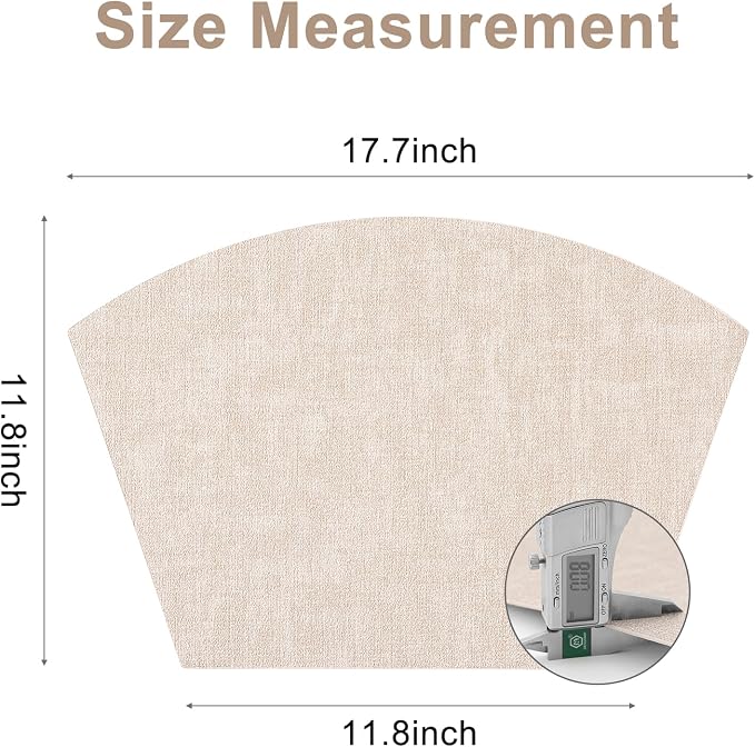 Homaxy Wedge Faux Leather Placemats for Round Table, Set of 6, Beige | Waterproof Wipeable Washable Table Mats, Easy to Clean Anti-Slip Place Mats, 11.8" x 17"
