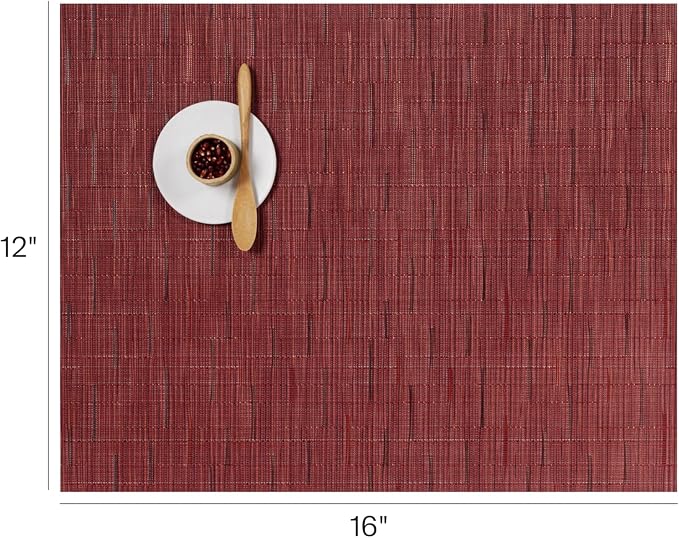Chilewich Bamboo Placemats Set of 4, Woven Rectangle Placemats | Reusable, Stain-Resistant, Indoor/Outdoor Tabletop Protection, 19" x 14", Cranberry
