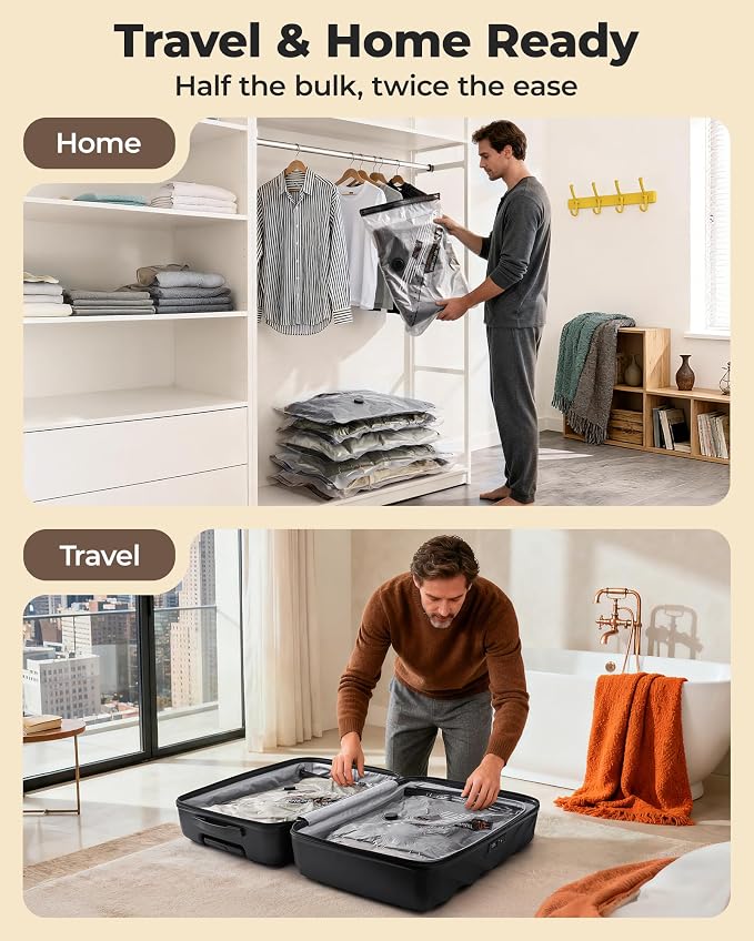 BAGSMART 18 Pack PA+PE Travel Vacuum Bags with Wireless Pumpe | Bonus Shoe, Laundry & Toiletry Bags, Save 80% Space Ideal for suitcase packing, travel & home.
