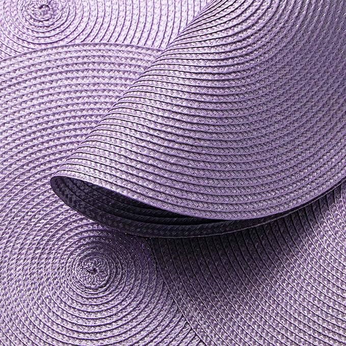 AHHFSMEI Round Placemats Set of 6 Heat Resistant Washable Non-Slip Woven Braided Table Mats for Dining Table Kitchen & Home Decori (Lavender Purple, 6)