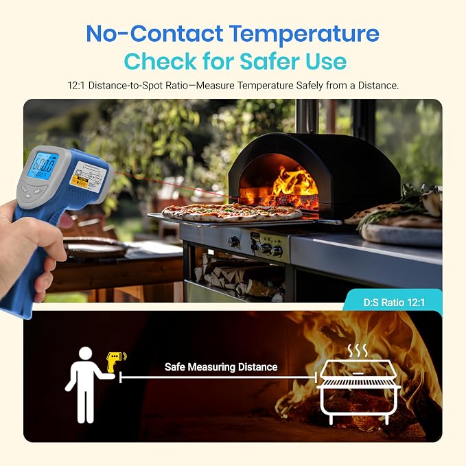 Etekcity Infrared Thermometer Laser Temperature Gun 774, Blue | Cooking, Pizza Oven, Griddle, BBQ, Meat, HVAC, Engine, Adjustable Emissivity, MAX Display, Surface Measurement