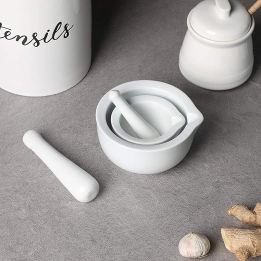 LEETOYI Small Ceramic Mortar Pestle Set, Herb Grinder Pill Crusher 3.3-inch | Ceramic Mortar Pestle Set, Herb Grinder Pill Crusher