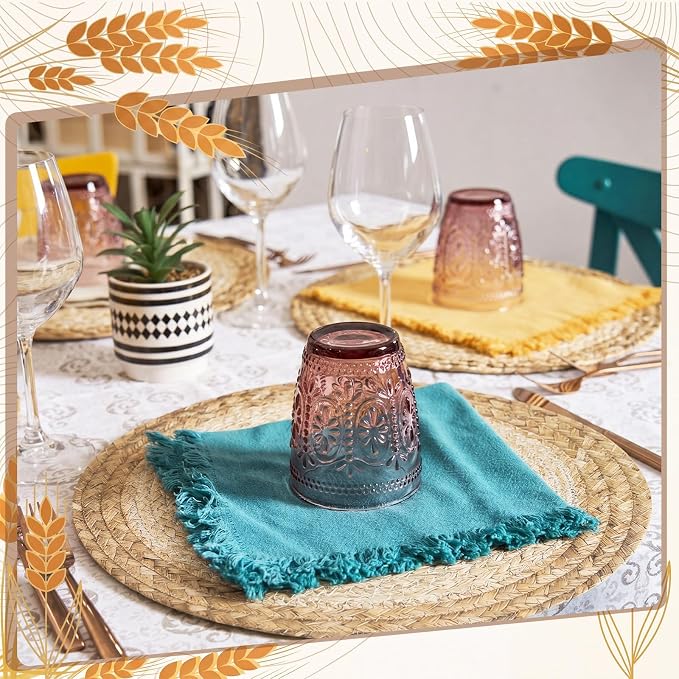 Sinmoe 100 Pcs Disposable Paper Placemats Bulk,Natural,Straw | Paper Charger Place Mat Party Charger Plates Table Place Mats for Dinner Wedding Birthday Baby Shower Spring Dining Tableware