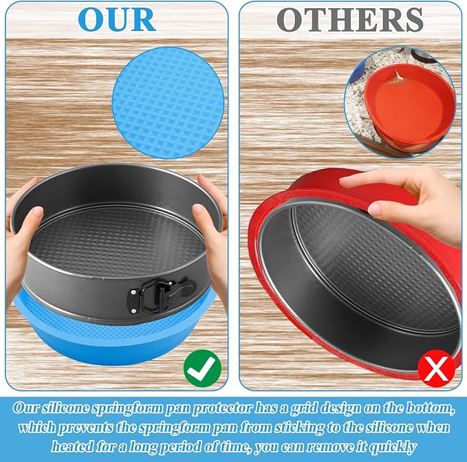 Cheesecake Pan Protector Silicone 9 Inch Cake Pan Springform Pan Protector Non-Stick BPA Free Cheesecake Water Bath Pan, Prevent Water from Entering the Spring Form Pan (Blue)