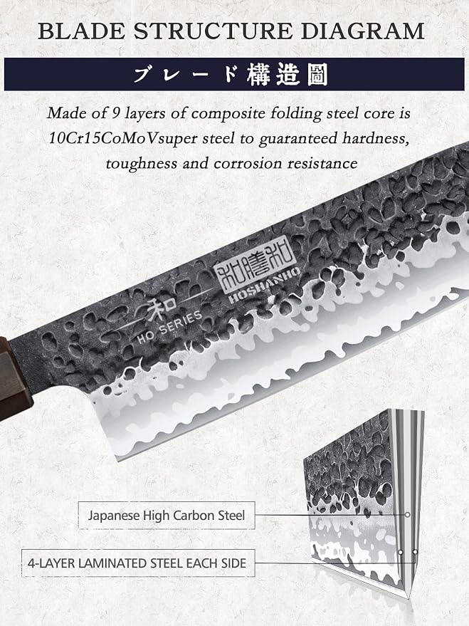HOSHANHO 7" Santoku Knife, Japanese High Carbon Steel Kitchen Chef Knife | Ultra Sharp Chef's Santoku Knife for Vegetable Chopping, Slicing, Professional Kitchen Knives with Octagonal Rosewood Handle