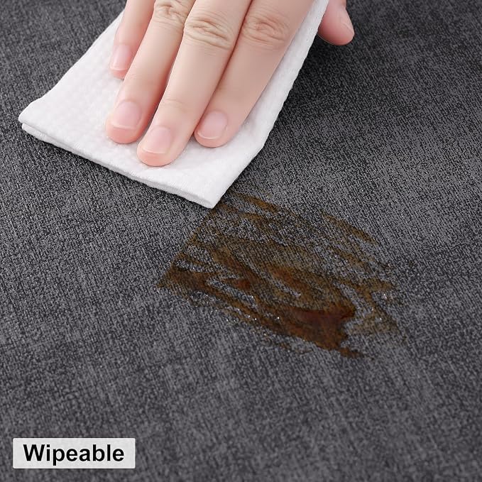 Round Faux Leather Placemat and Coaster 6 Packs, Washable Heat Resistant Dining Place Mats, Wipeable Double-Sided Table Mats for Indoor and Outdoor, Diameter 13 and 3.93 inch, Charcoal