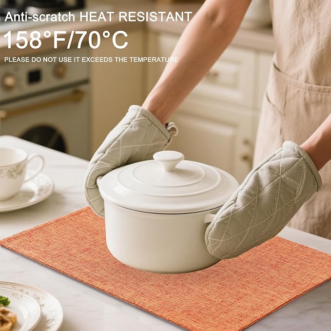 Homaxy Cloths Placemats for Dining Table Set of 6, 13" x 19", Orange | Heat Resistant, Washable, Cotton Linen Blend Table Mats, Easy to Clean Place Mats, Indoor Outdoor
