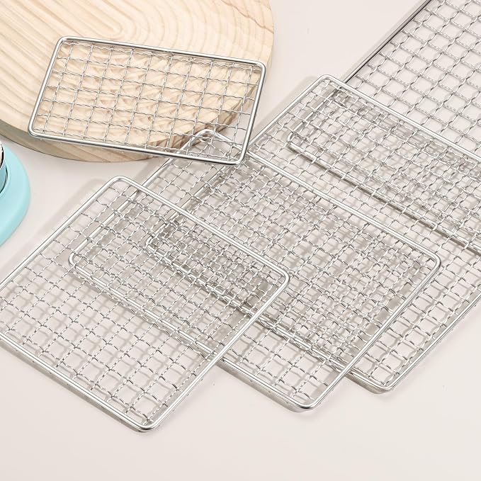 uxcell Cooling Racks, 5.9" x 7.9" Stainless Steel Barbecue BBQ Grill Net Mesh Rack Grate for Cooking, Roasting, Grilling, Oven & Dishwasher Safe, Silver