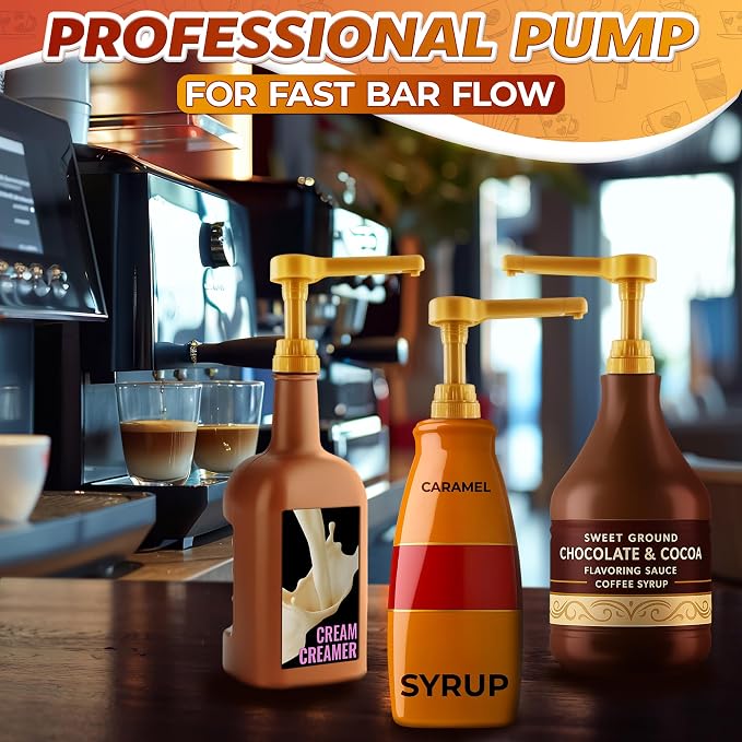 Sauce Pump Dispenser, 0.5oz, Compatible with Torani 64oz (Gold) | Syrup Pump for Coffee Bottle; Compatible with DaVinci (64oz), & Ghirardelli (87-90oz) Bottles; Adjustable Tube, Lockable