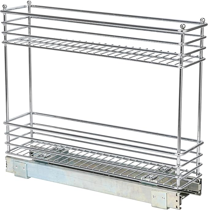 Household Essentials Chrome 2-Tier Sliding Cabinet Organizer, 5"