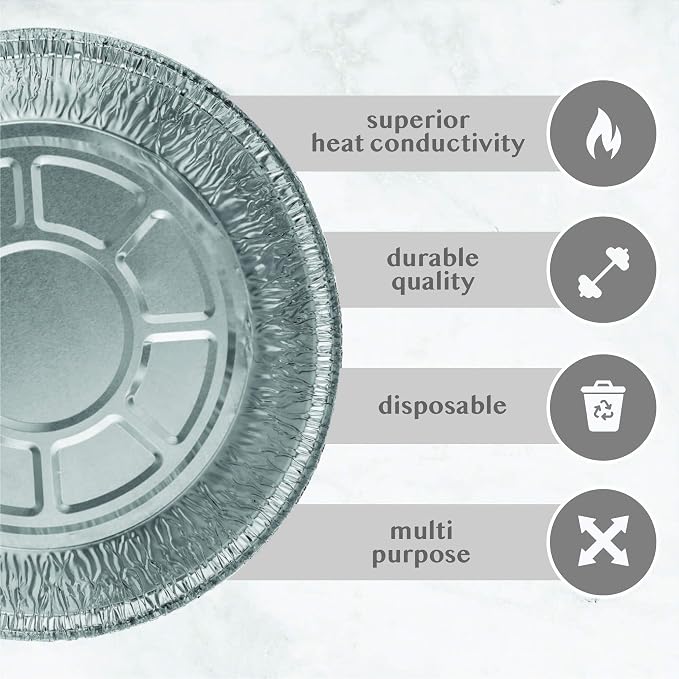 PLASTICPRO 6'' Inch Round Tin Foil Cake Pans Disposable Pack of 50