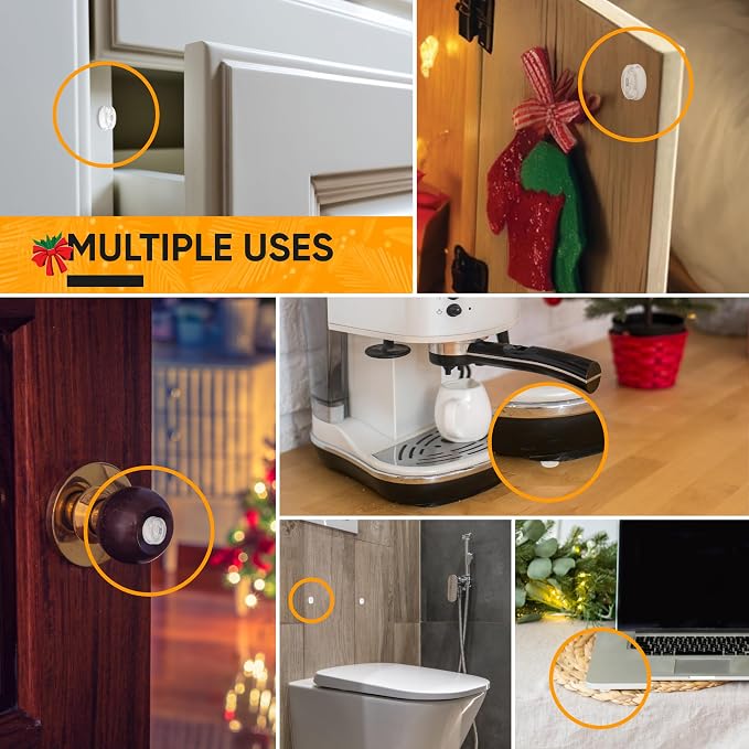 Vellax 64-Pack Clear Silicone Cabinet Bumpers, Self Adhesive Sticky Pads | 64 clear silicone bumpers absorb shock, dampen noise & protect surfaces - sticky, durable & easy to apply anywhere.