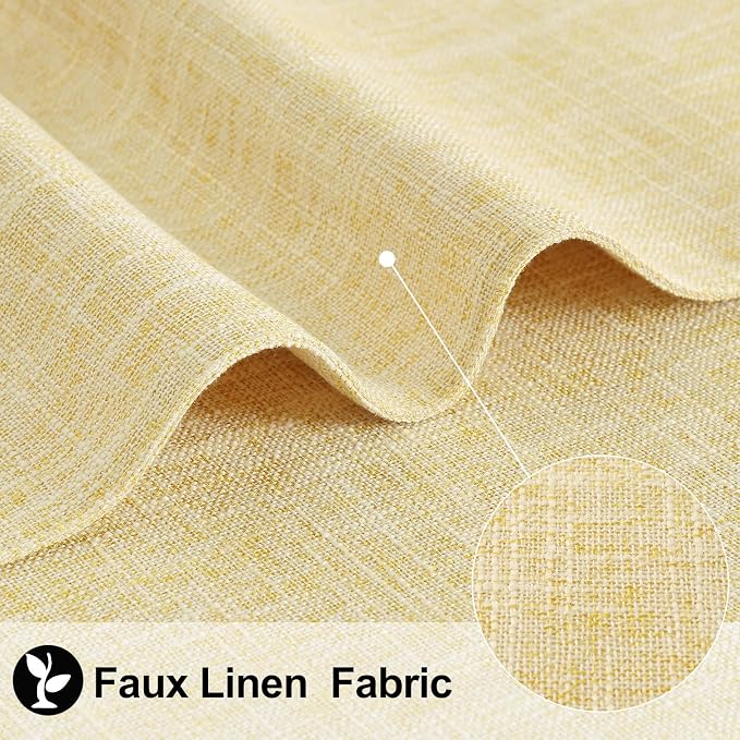 Faux Cotton Linen Placemats Set of 6, Cloth Washable Farmhouse Dining Table Mats for Indoors & Outdoors, Easy to Clean, Lemon Yellow, 13 x 19 Inch