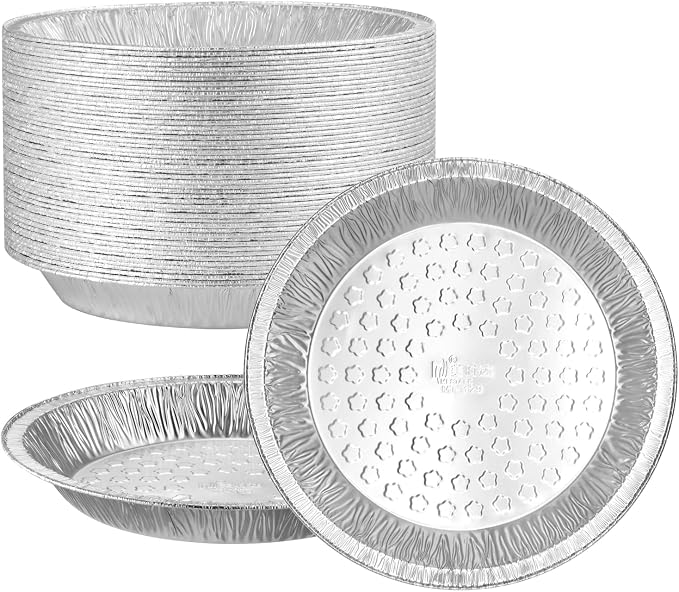 9 Inch Aluminum Foil Pie Pans, 50 Pack | Heavy Duty Foil, Oven and Freezer Safe, Ideal for Pie Baking, Bake Sales and Catering
