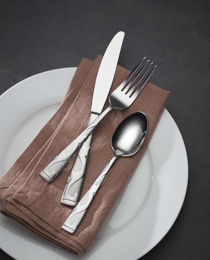 Oneida Tuscany 20-Piece Flatware Set, Service for 4, Silver | mirror finish, dishwasher safe | includes knives, forks, and spoons | heavy duty, cutlery set for kitchen and dining