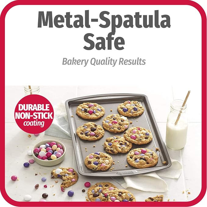 GoodCook Everyday Baking Sheet Set Nonstick Carbon Steel Standard-Sized Cookie Sheets for Even Baking, Bakeware Set Includes 3 Pans with Scratch-Resistant Finish, 13x9-Inch, Gray
