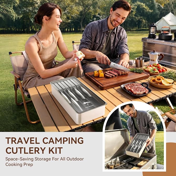 MAD SHARK Knife Set, Kitchen Knife Block Sets 8Pcs | High Carbon Stainless Steel, Ultra Sharp Kitchen Knives Sets, Non-Slip Ergonomic Handle,Includes Drawer Organizer, Gift Box