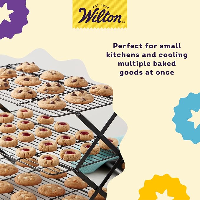 Wilton Gold Premium Non-Stick Warp-Resistant Bakeware, Made without PFAs, 3-tier Cooling Rack, Packaging May Vary