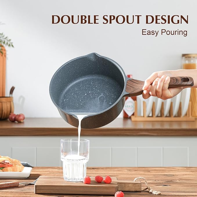 SENSARTE Nonstick Sauce Pan Set with Lid, 2+3 Quarts, PFOA/PFOS Free | Swiss Granite Coating Sauce Pot Kitchen Cooking Pot Sets, Induction Compatible, Stay-cool Handle
