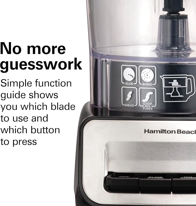 Hamilton Beach Stack & Snap 14 Cup Food Processor and Vegetable Chopper | Dishwasher Safe Stainless Steel Blades | 3-Speed 500 Watt Motor | Includes 4-Cup Mini Food Processor Bowl | Black | 70585