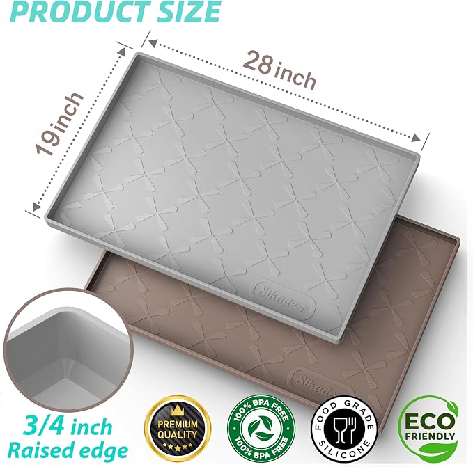 Waterproof Under Sink Mat Silicone 28"x19", Kitchen Cabinet Liner | BPA-Free Silicone Mat with Raised Lip Protects Cabinets from Leaks, Versatile Home Organizer for Bathroom, Pets, Boots, Floor