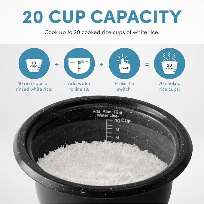 AROMA® 20-Cup (Cooked) / 5Qt. Bonded Granite® Rice & Grain Cooker, ARC-860NGP