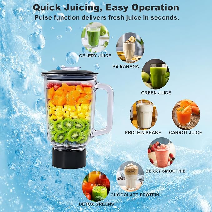 3-in-1 Stand Mixer with Meat Grinder Juicer for Kitchen | 6 Quart Tilt-Head Electric Mixer with Stainless Steel Bowl, 6+P Speeds, Dough Hook, Beater & Whisk