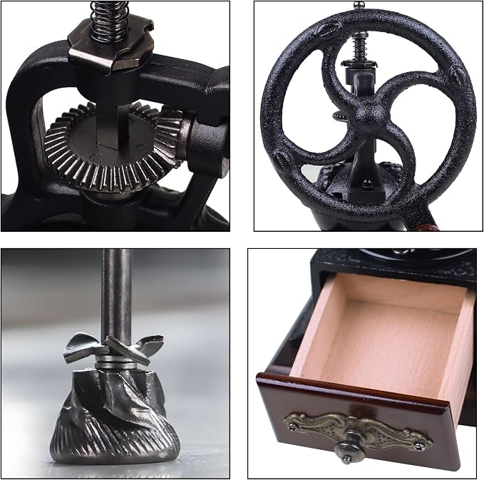 Manual Burr Coffee Grinder | Vintage Style, Wooden, Hand Crank, Home
