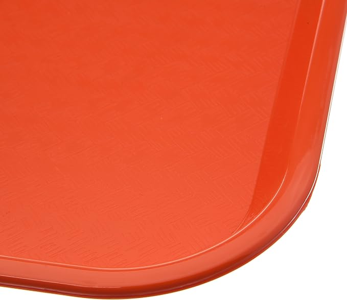 Carlisle FoodService Products Cafe Fast Food Cafeteria Tray with Patterned Surface for Cafeterias, Fast Food, And Dining Room, Plastic, 17.87 X 14 X 0.98 Inches, Orange