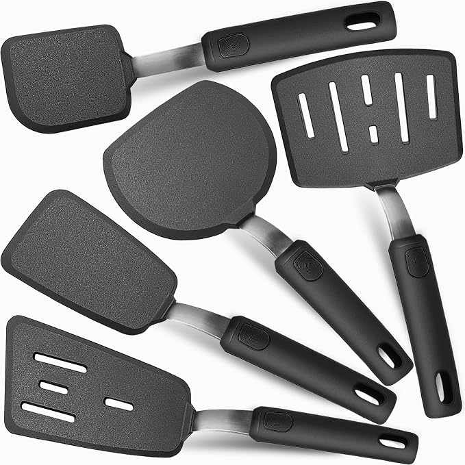 5 Piece Silicone Spatula Set Cooking Utensils Set | Heat resistant, Kitchen Cooking Utensils Set,Dishwasher Safe,For Nonstick Cookware