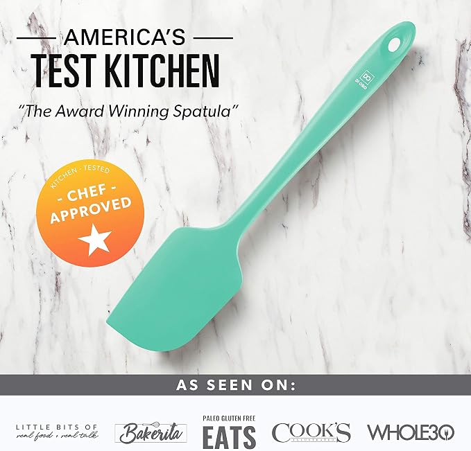DI ORO Silicone Spatula Set - 600F Heat Resistant, 3-Pc Mint | Rubber scraper won't scratch nonstick pans; For baking, cooking, mixing, and frosting; BPA-free and dishwasher safe